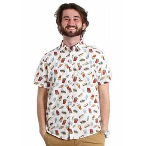 Siverlake Shirt Mens Large‎ White Junk Food Fast Food Button Up Short Sleeves